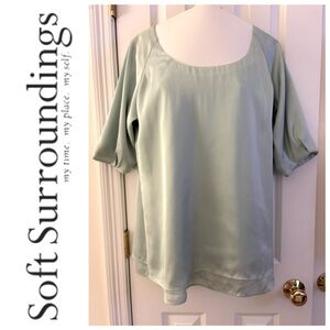 Soft Surroundings Pullover Tunic, Women's sz XL, Light Green, 3/4 sleeves, EUC